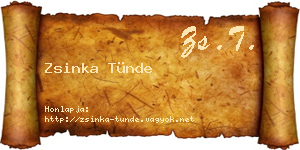Zsinka Tünde névjegykártya